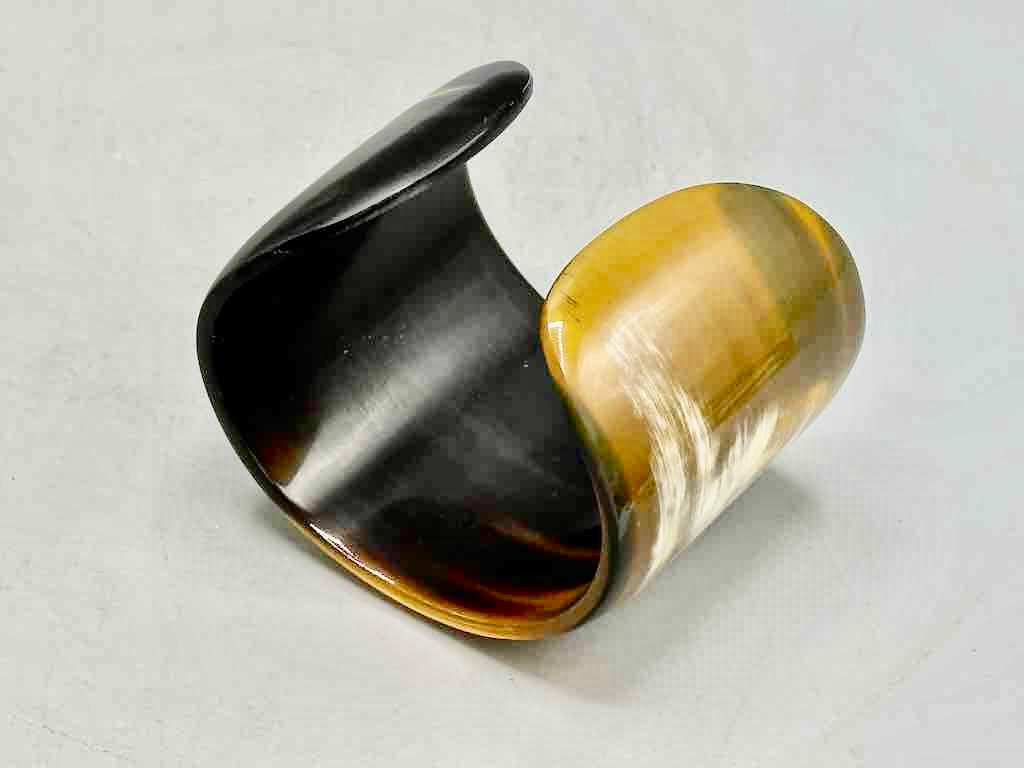 Caramel & Cream Wide Ankole Cattle Horn Bracelet - Viet Nam