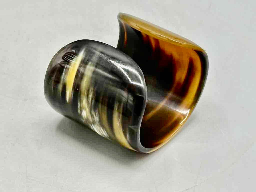 Caramel & Cream Wide Ankole Cattle Horn Bracelet - Viet Nam