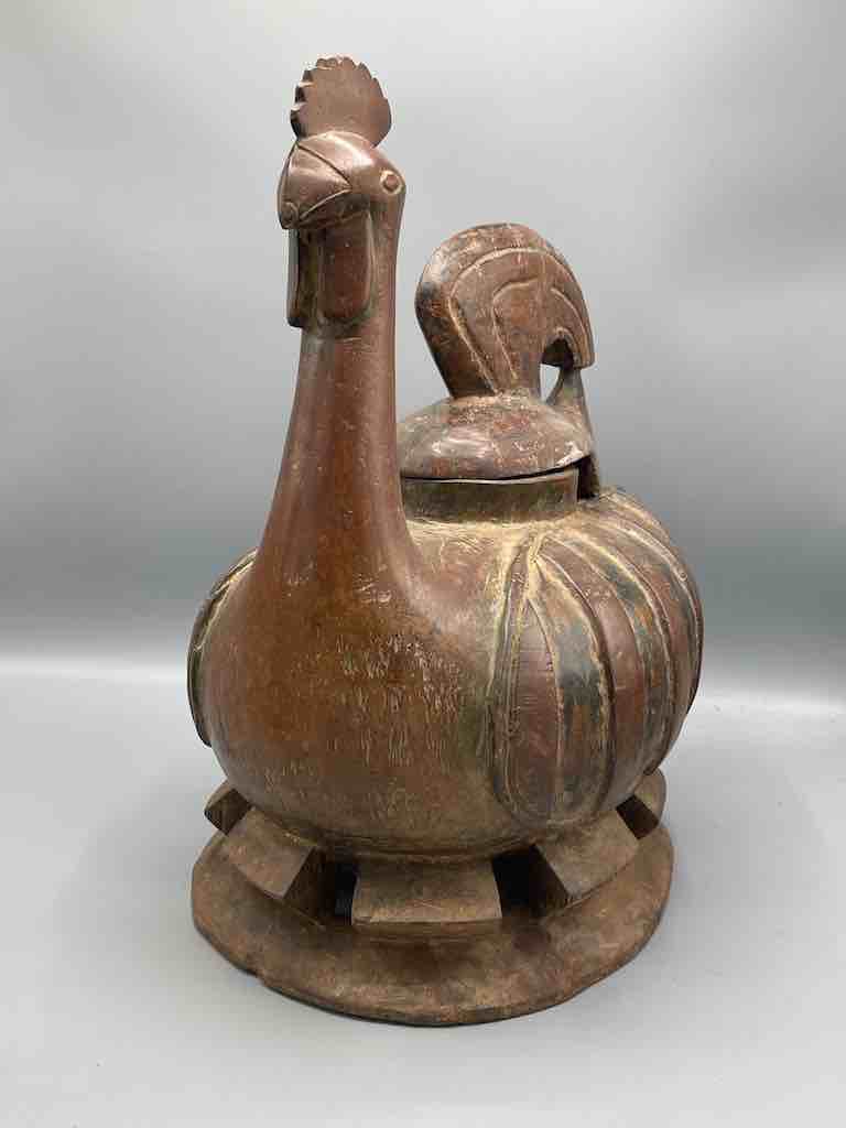 Large Wooden Chicken Motif Ritual Container | Ivory Coast, Africa