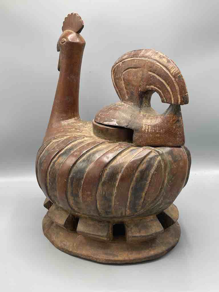 Large Wooden Chicken Motif Ritual Container | Ivory Coast, Africa