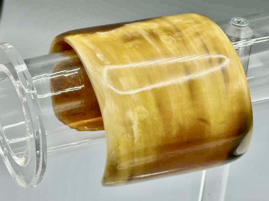 Caramel & Cream Wide Ankole Cattle Horn Bracelet - Viet Nam