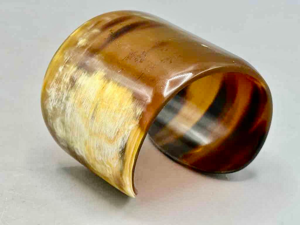 Caramel & Cream Wide Ankole Cattle Horn Bracelet - Viet Nam