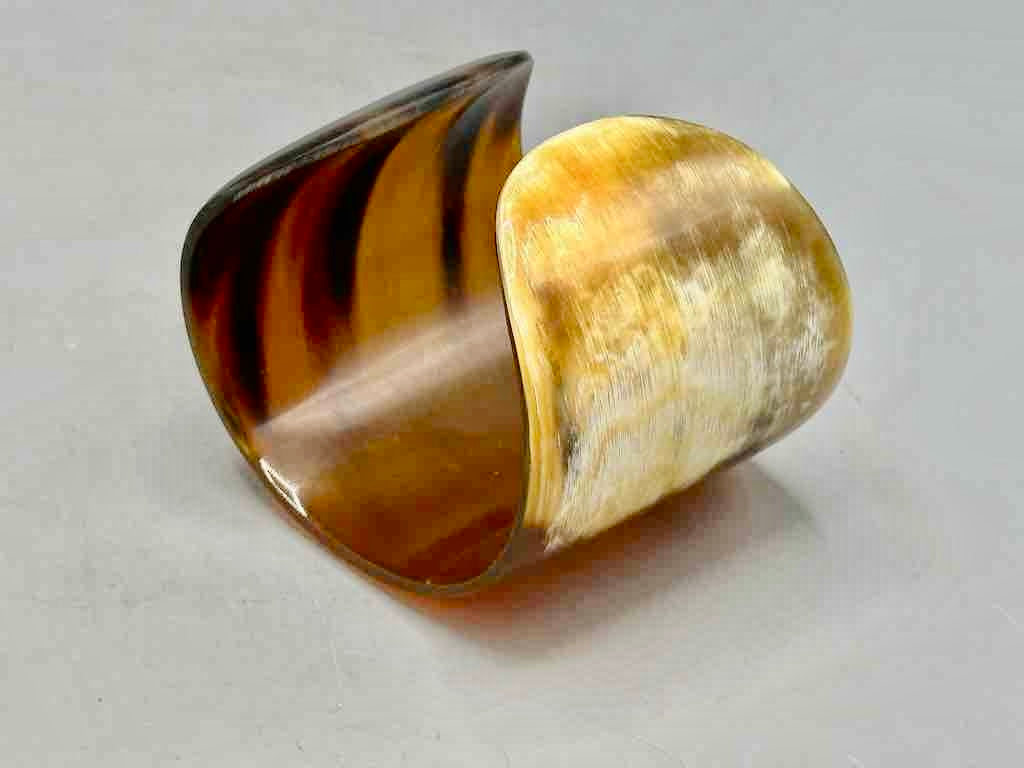 Caramel & Cream Wide Ankole Cattle Horn Bracelet - Viet Nam