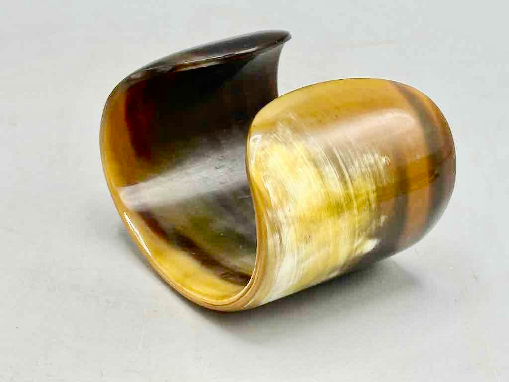 Caramel & Cream Wide Ankole Cattle Horn Bracelet - Viet Nam