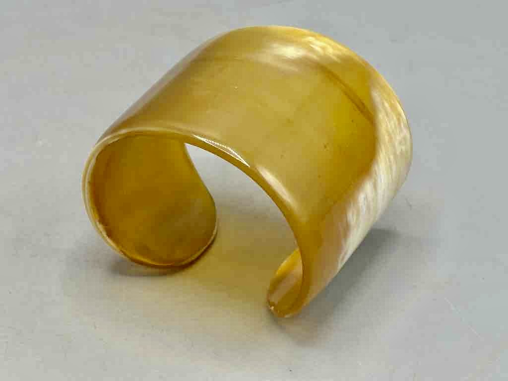 Caramel & Cream Wide Ankole Cattle Horn Bracelet - Viet Nam