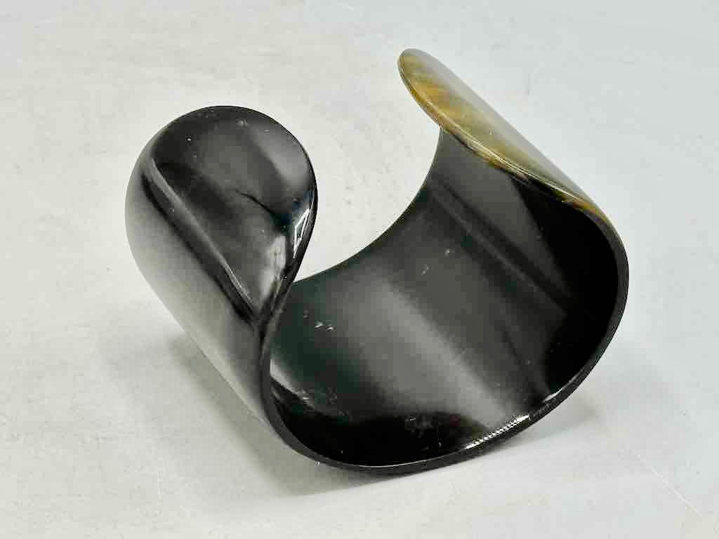 Almost Solid Black Wide Ankole Cattle Horn Bracelet - Viet Nam