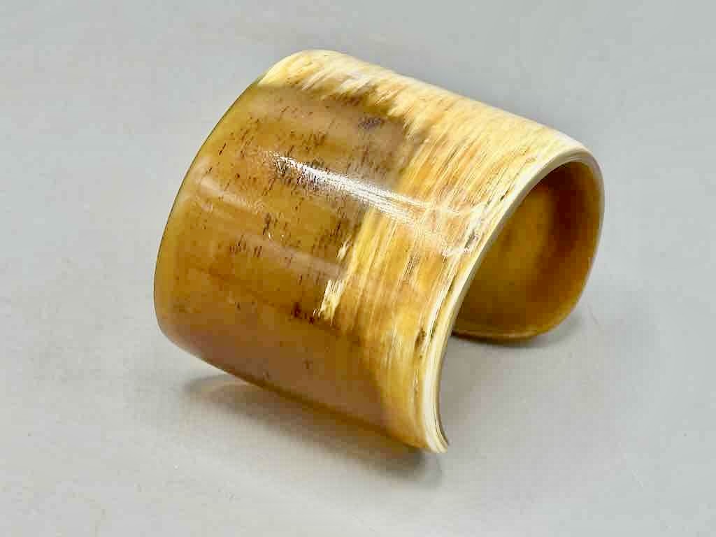 Caramel & Cream Wide Ankole Cattle Horn Bracelet - Viet Nam