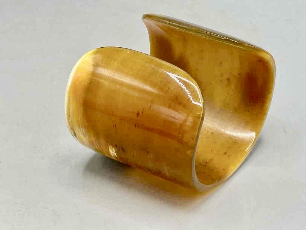Caramel & Cream Wide Ankole Cattle Horn Bracelet - Viet Nam