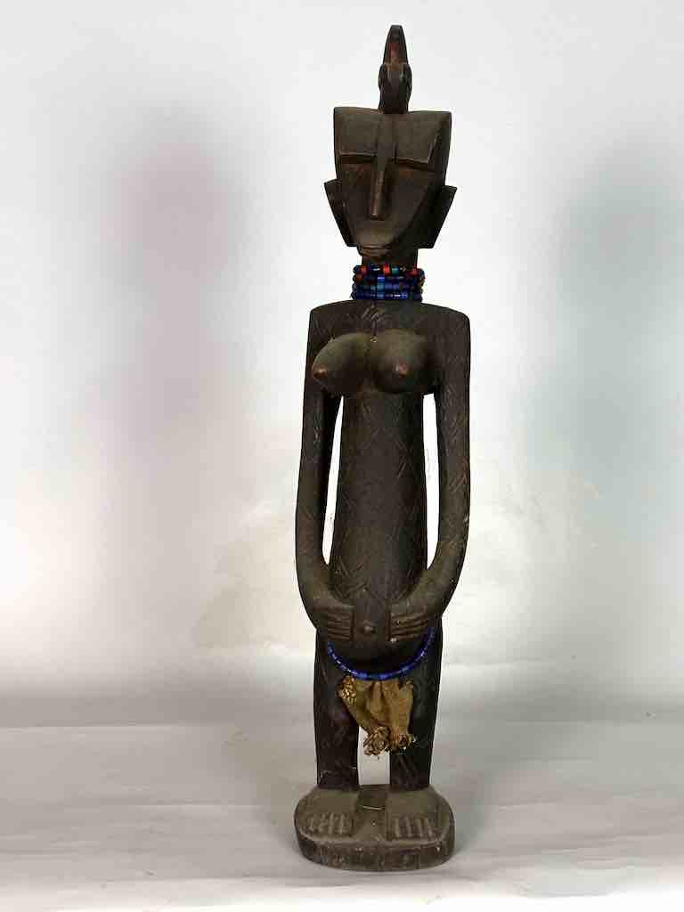 Vintage Standing Bambara Woman Spirit Statue | 26" - Mali