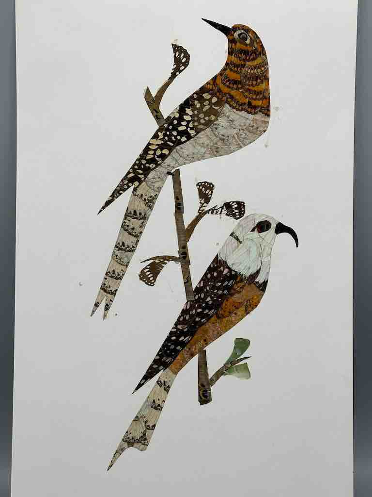 Two Tropical Birds Design Real Butterfly Wing Frameable Art - Central African Republic