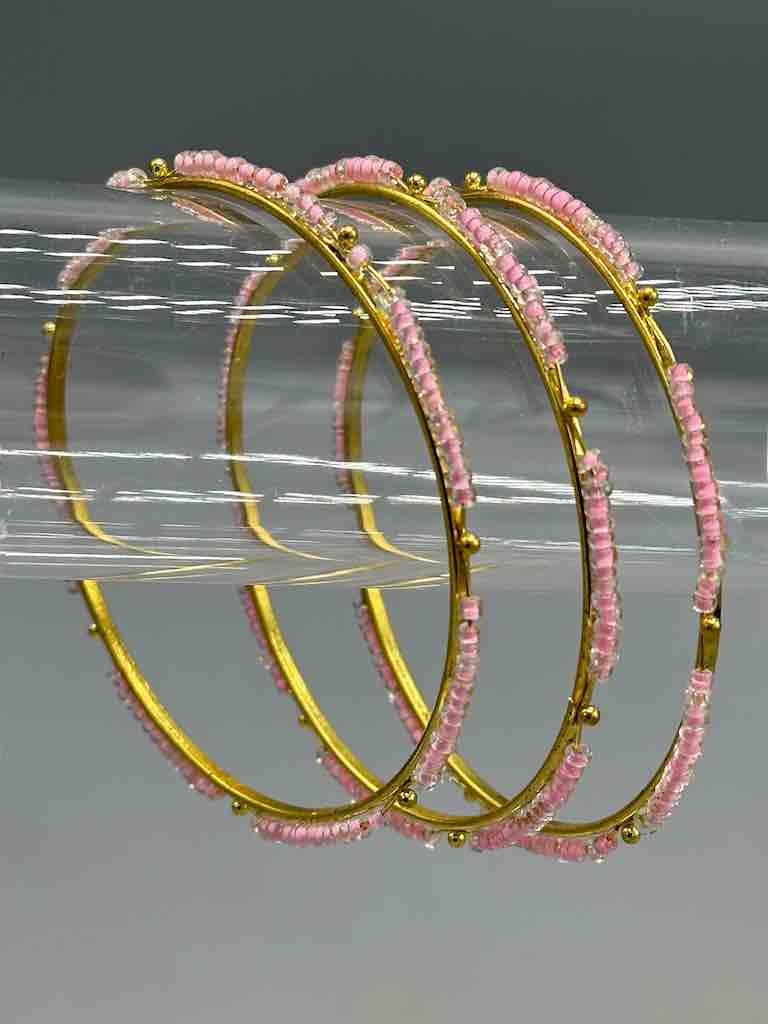 Colorful Single Strand Thin Beaded Metal Bangle Bracelet - Nigeria