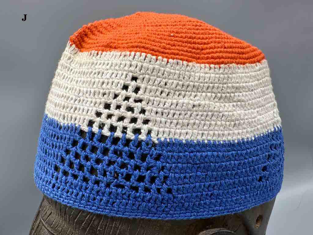 2 or 3-color 100% cotton woven top crocheted kufi African men's hat