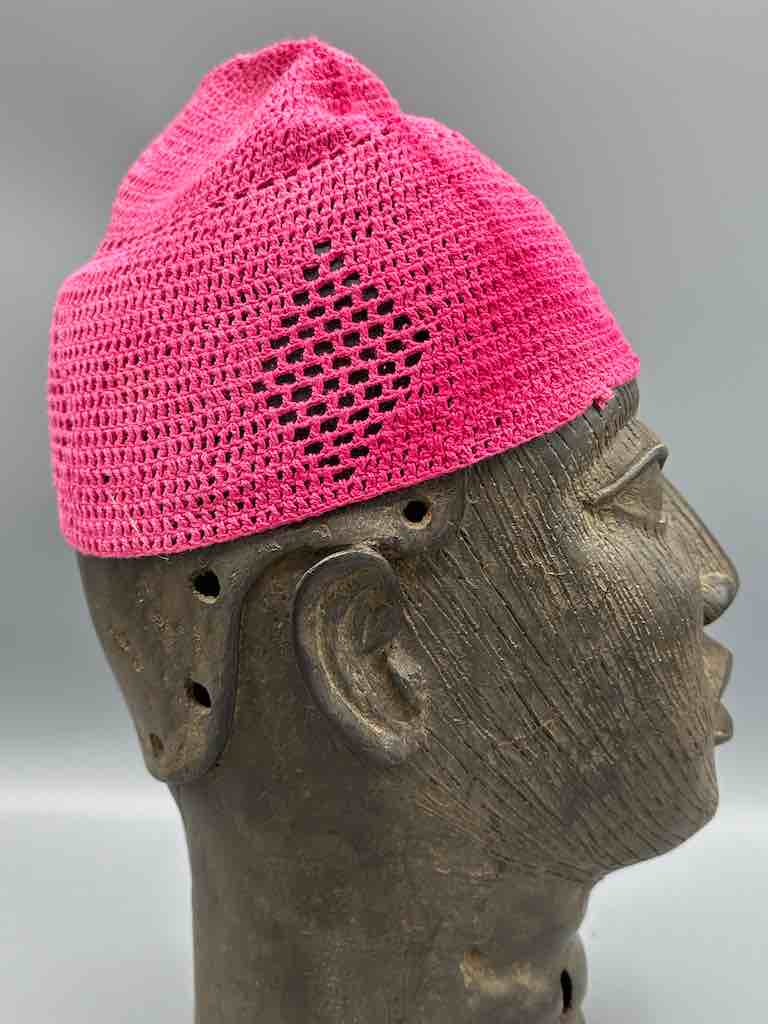 Solid color 100% cotton crocheted kufi African men's hat