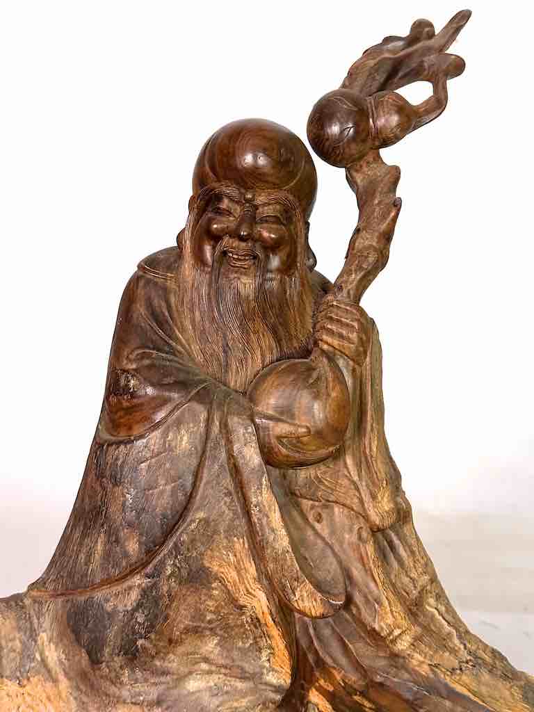 Vietnamese Rosewood Buddhist Lao Tzu God Statue