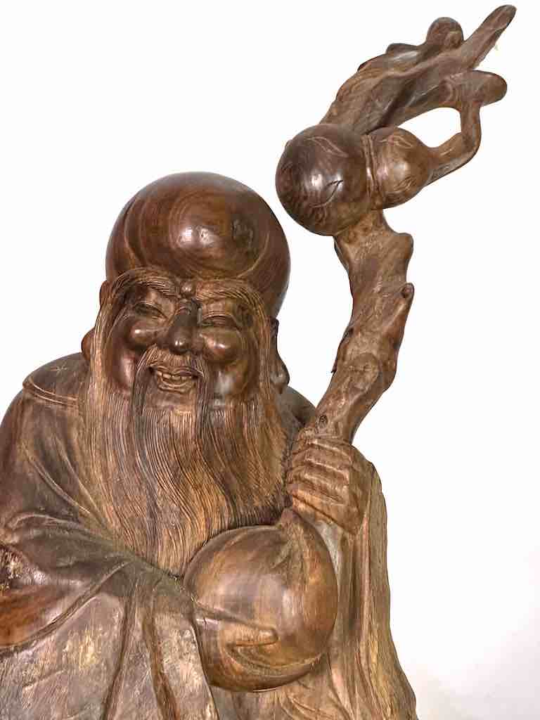 Vietnamese Rosewood Buddhist Lao Tzu God Statue