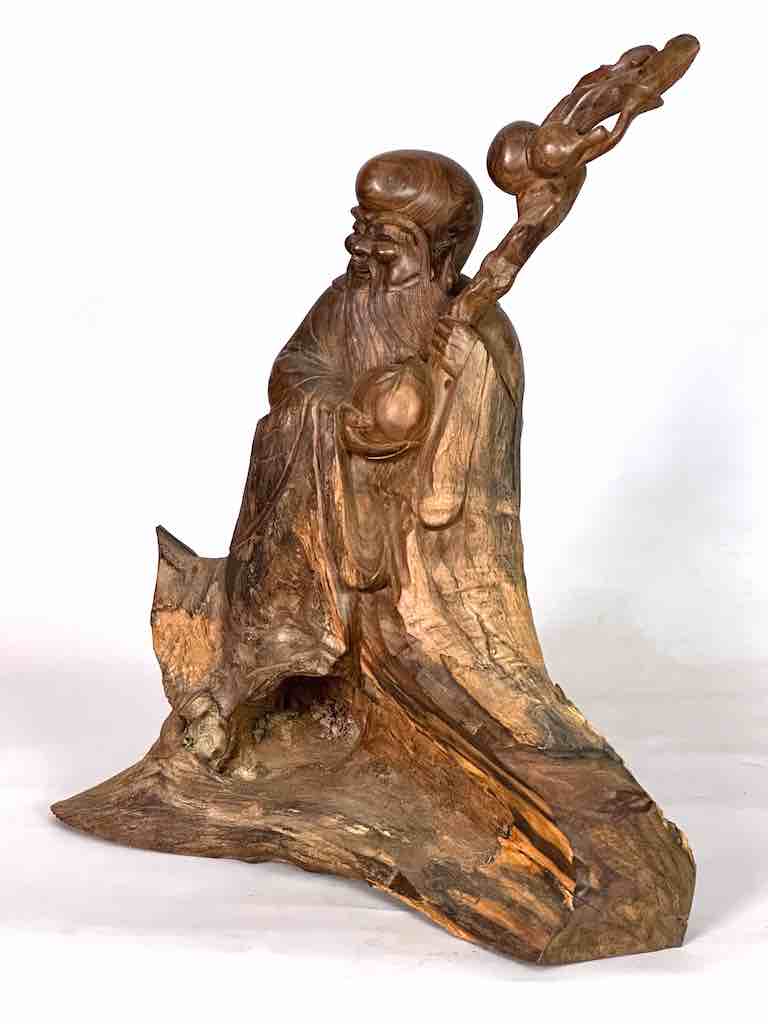 Vietnamese Rosewood Buddhist Lao Tzu God Statue