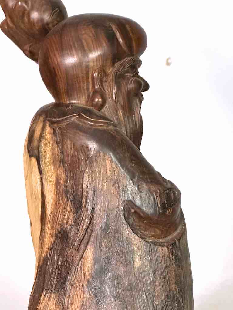 Vietnamese Rosewood Buddhist Lao Tzu God Statue