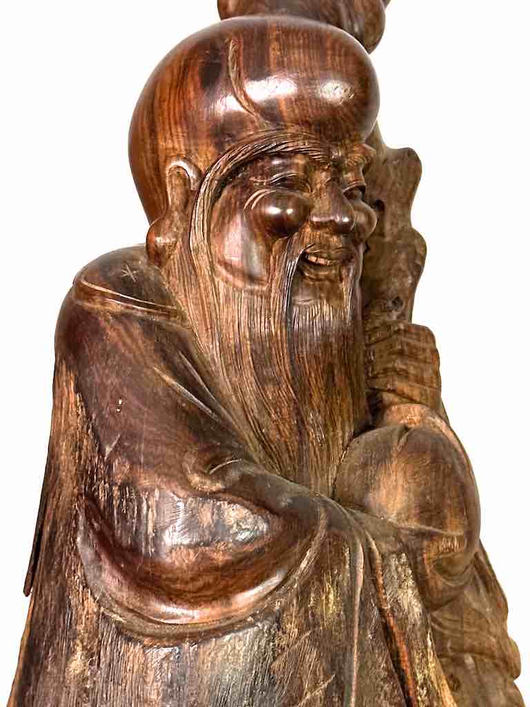 Vietnamese Rosewood Buddhist Lao Tzu God Statue