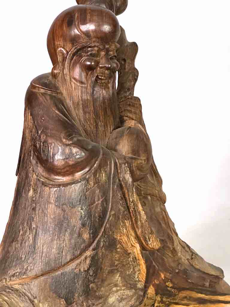 Vietnamese Rosewood Buddhist Lao Tzu God Statue