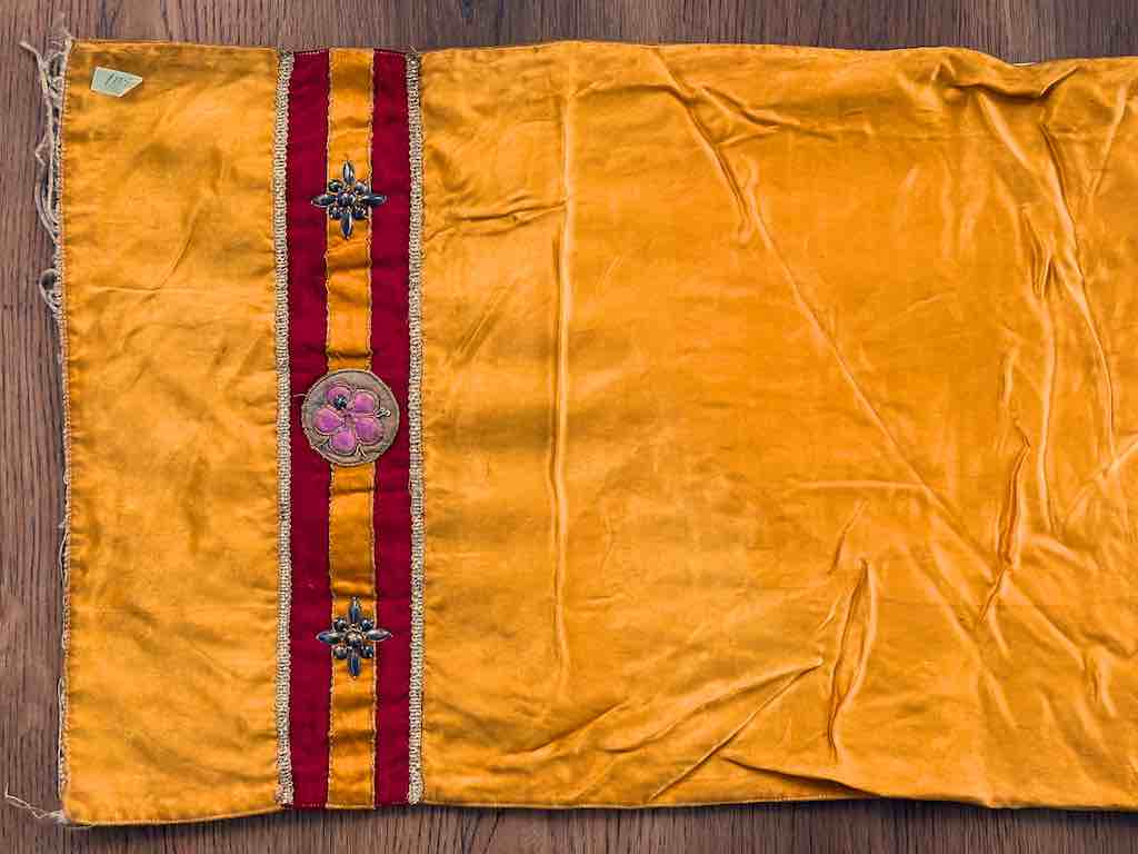 Antique Vietnamese Catholic IHS Design Authentic Ecclesiastical Cloth Altar Textile