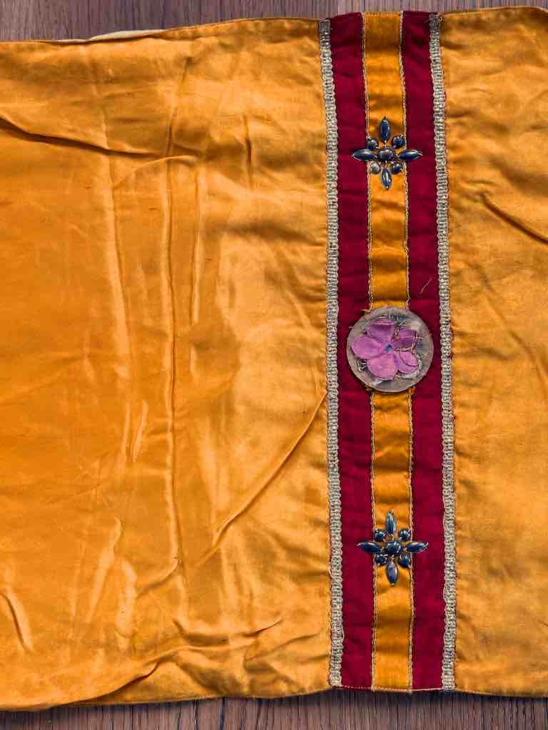 Antique Vietnamese Catholic IHS Design Authentic Ecclesiastical Cloth Altar Textile