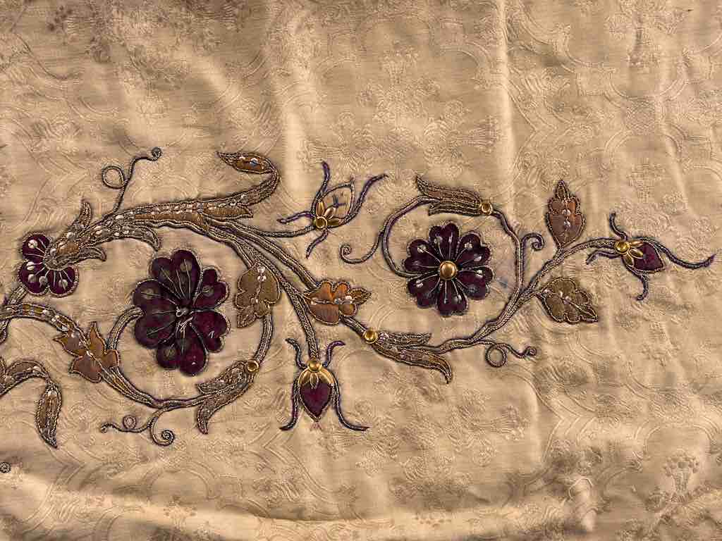 Antique Vietnamese Catholic IHS Design Authentic Ecclesiastical Cloth Altar Textile