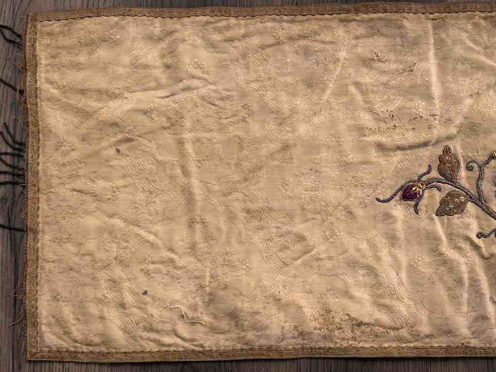 Antique Vietnamese Catholic IHS Design Authentic Ecclesiastical Cloth Altar Textile