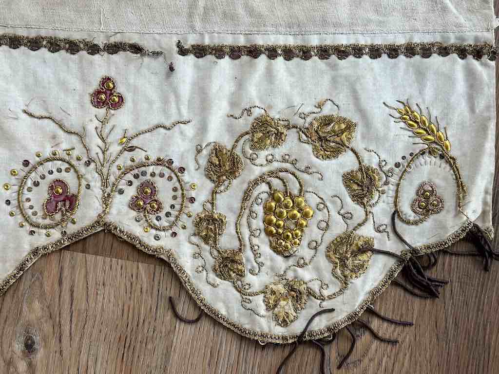 Antique Vietnamese Catholic Sacred Hearts Maltese Crosses Design Authentic Ecclesiastical Cloth Altar Textile