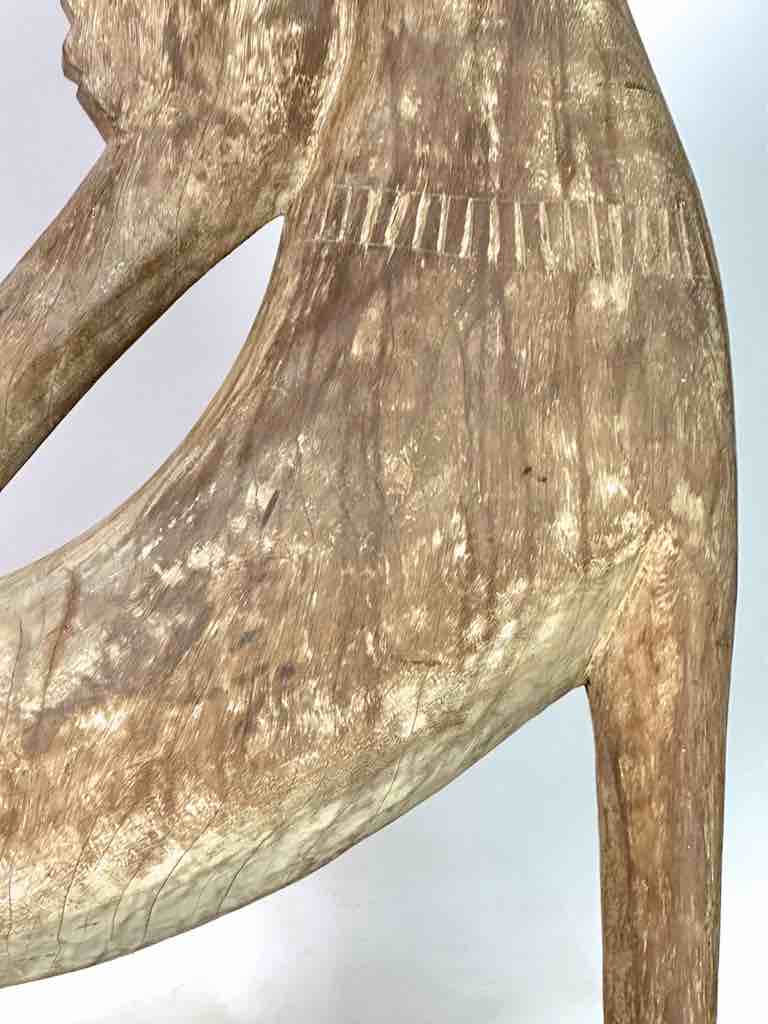 Very Large Vintage Wooden Fon Lion Figure | Benin, Africa