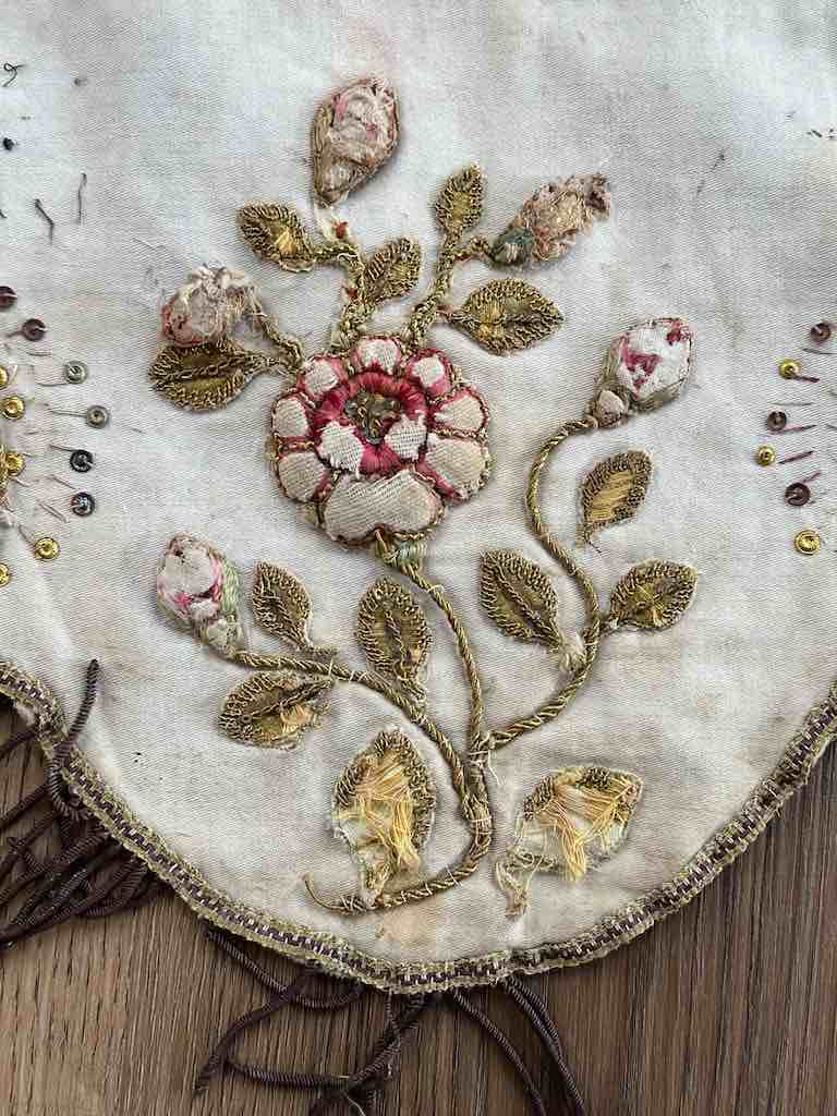 Antique Vietnamese Catholic Sacred Hearts Maltese Crosses Design Authentic Ecclesiastical Cloth Altar Textile