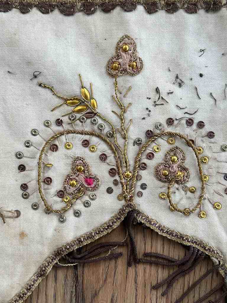 Antique Vietnamese Catholic Sacred Hearts Maltese Crosses Design Authentic Ecclesiastical Cloth Altar Textile