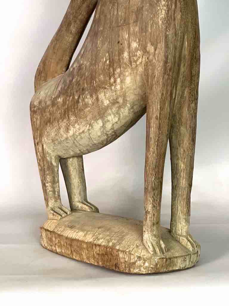 Very Large Vintage Wooden Fon Lion Figure | Benin, Africa