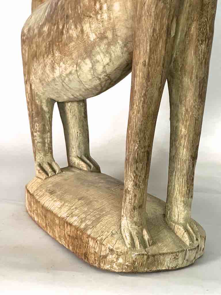 Very Large Vintage Wooden Fon Lion Figure | Benin, Africa
