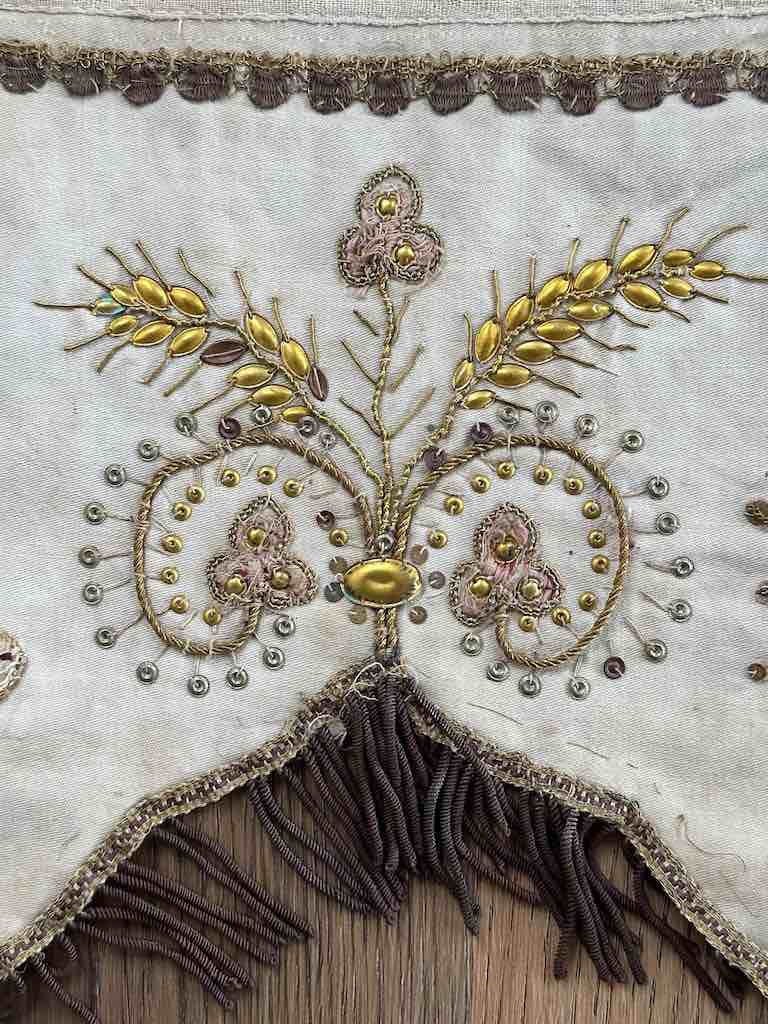 Antique Vietnamese Catholic Sacred Hearts Maltese Crosses Design Authentic Ecclesiastical Cloth Altar Textile