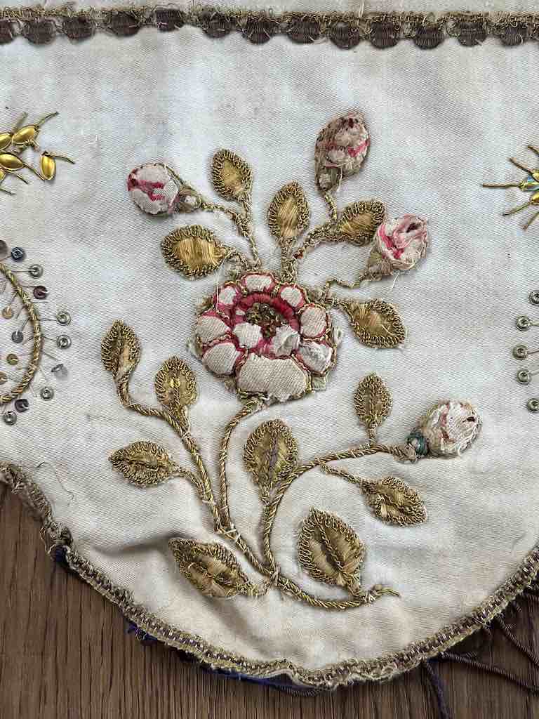 Antique Vietnamese Catholic Sacred Hearts Maltese Crosses Design Authentic Ecclesiastical Cloth Altar Textile