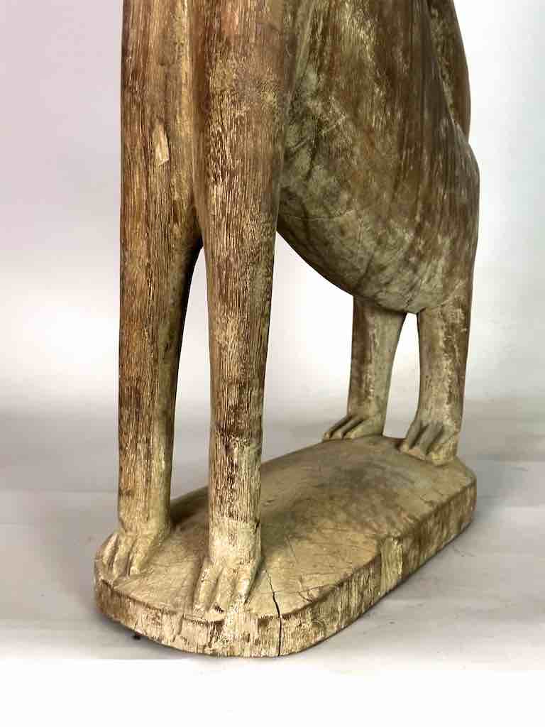 Very Large Vintage Wooden Fon Lion Figure | Benin, Africa
