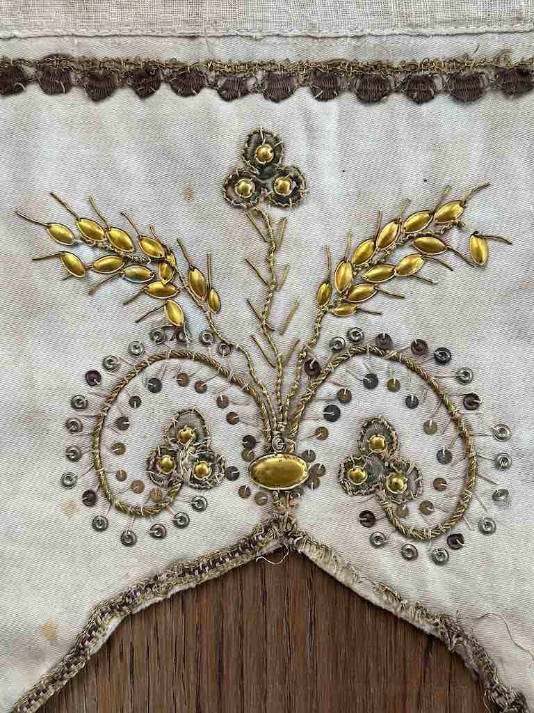 Antique Vietnamese Catholic Sacred Hearts Maltese Crosses Design Authentic Ecclesiastical Cloth Altar Textile