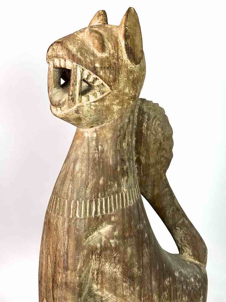 Very Large Vintage Wooden Fon Lion Figure | Benin, Africa
