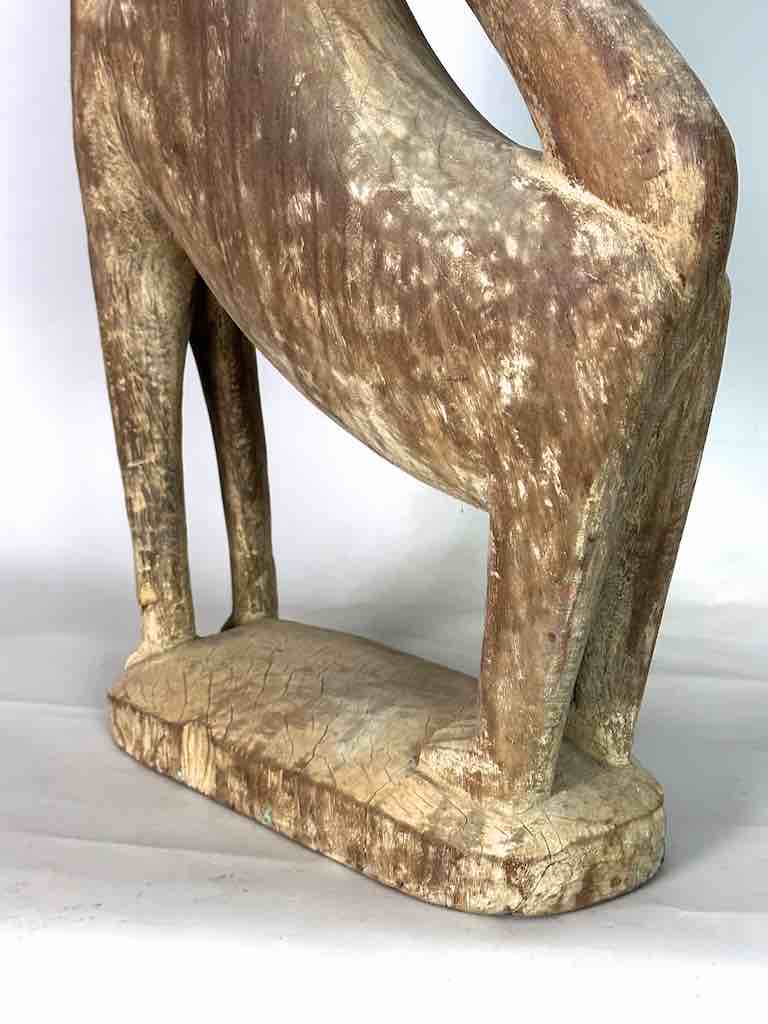 Very Large Vintage Wooden Fon Lion Figure | Benin, Africa