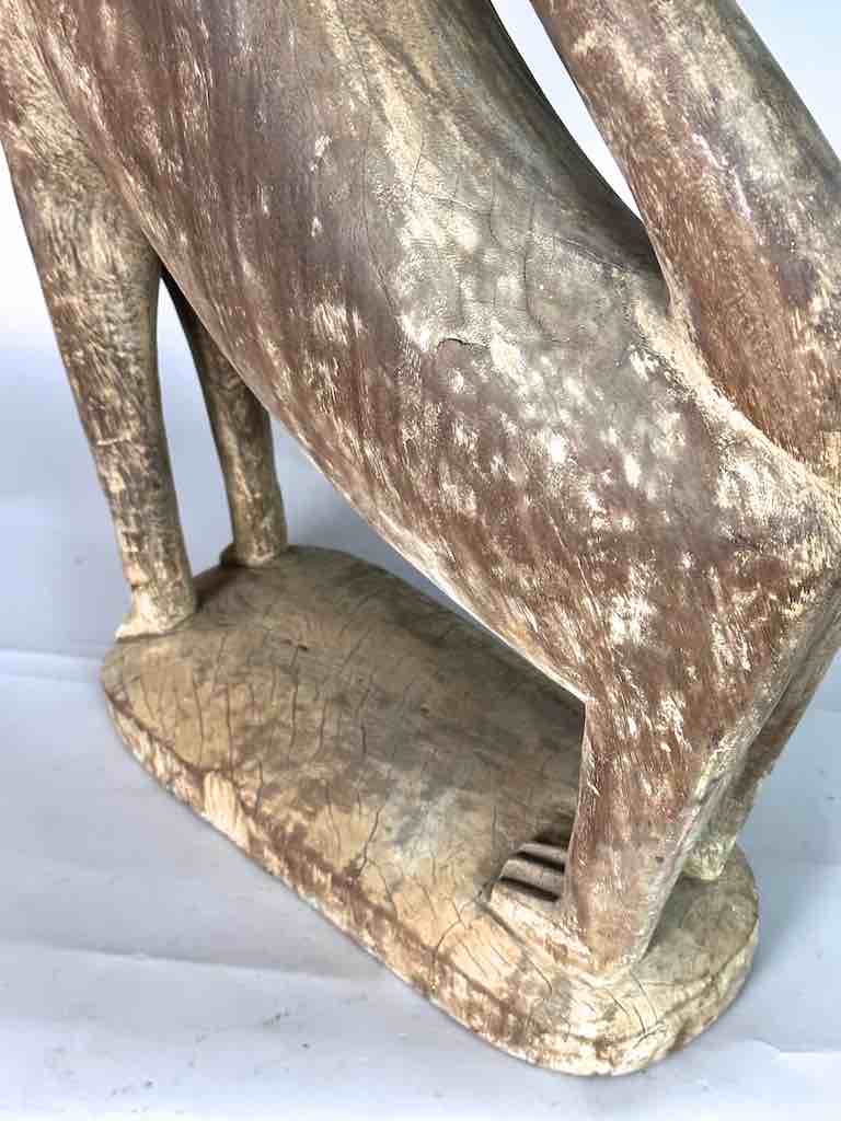 Very Large Vintage Wooden Fon Lion Figure | Benin, Africa