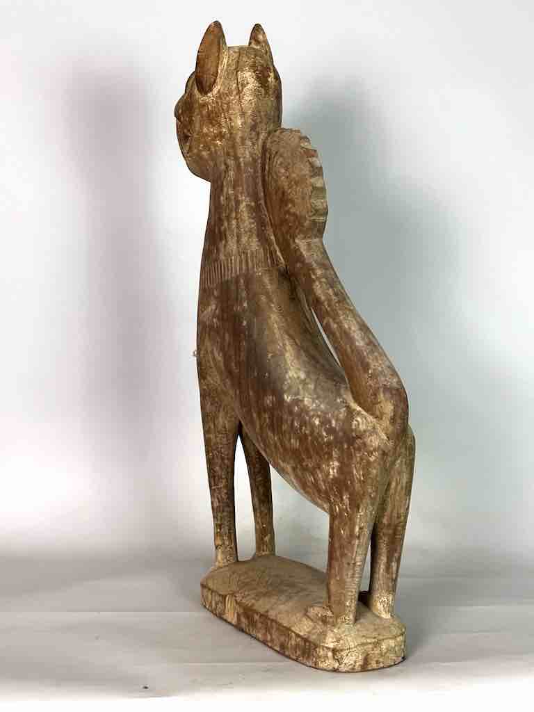 Very Large Vintage Wooden Fon Lion Figure | Benin, Africa