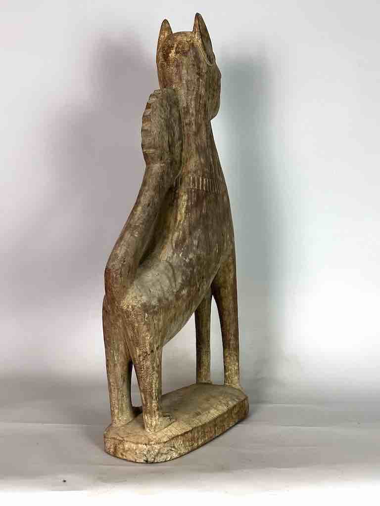 Very Large Vintage Wooden Fon Lion Figure | Benin, Africa