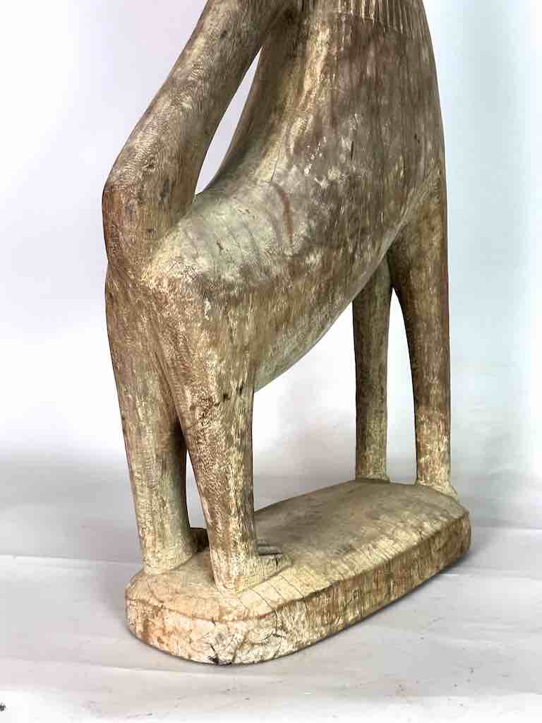 Very Large Vintage Wooden Fon Lion Figure | Benin, Africa
