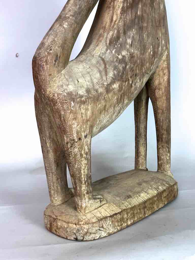 Very Large Vintage Wooden Fon Lion Figure | Benin, Africa