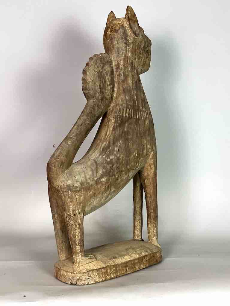 Very Large Vintage Wooden Fon Lion Figure | Benin, Africa