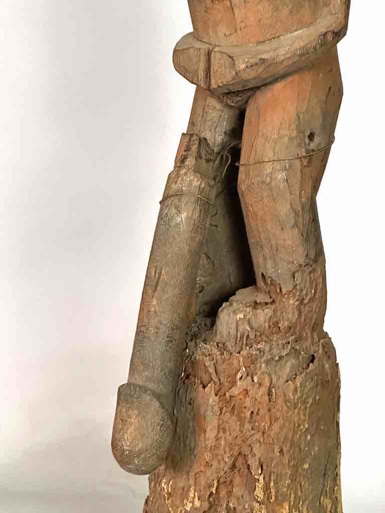 Vintage Fon Male Articulated Penis Fertility Fetish Statue | 29" - Benin