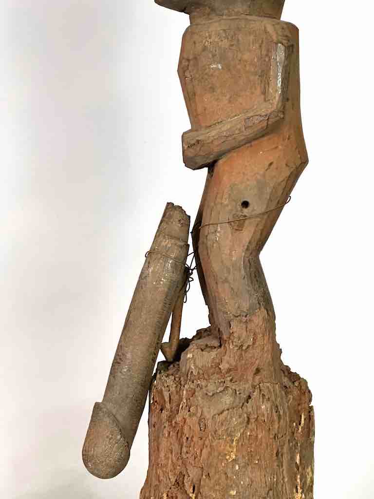Vintage Fon Male Articulated Penis Fertility Fetish Statue | 29" - Benin