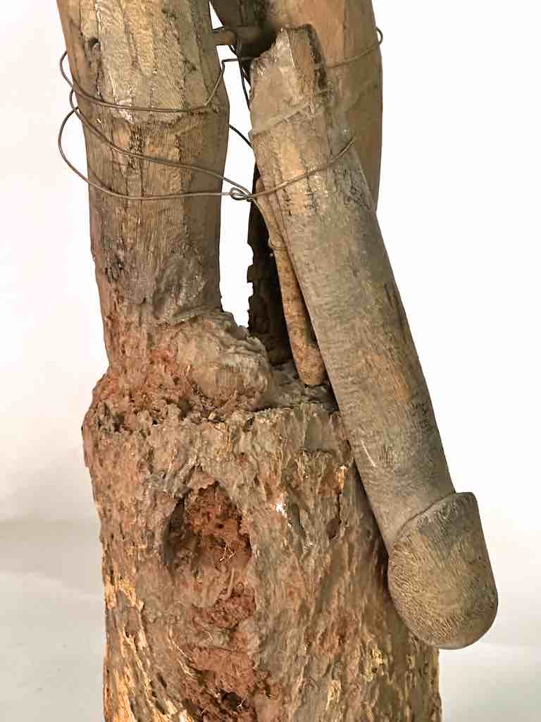 Vintage Fon Male Articulated Penis Fertility Fetish Statue | 29" - Benin