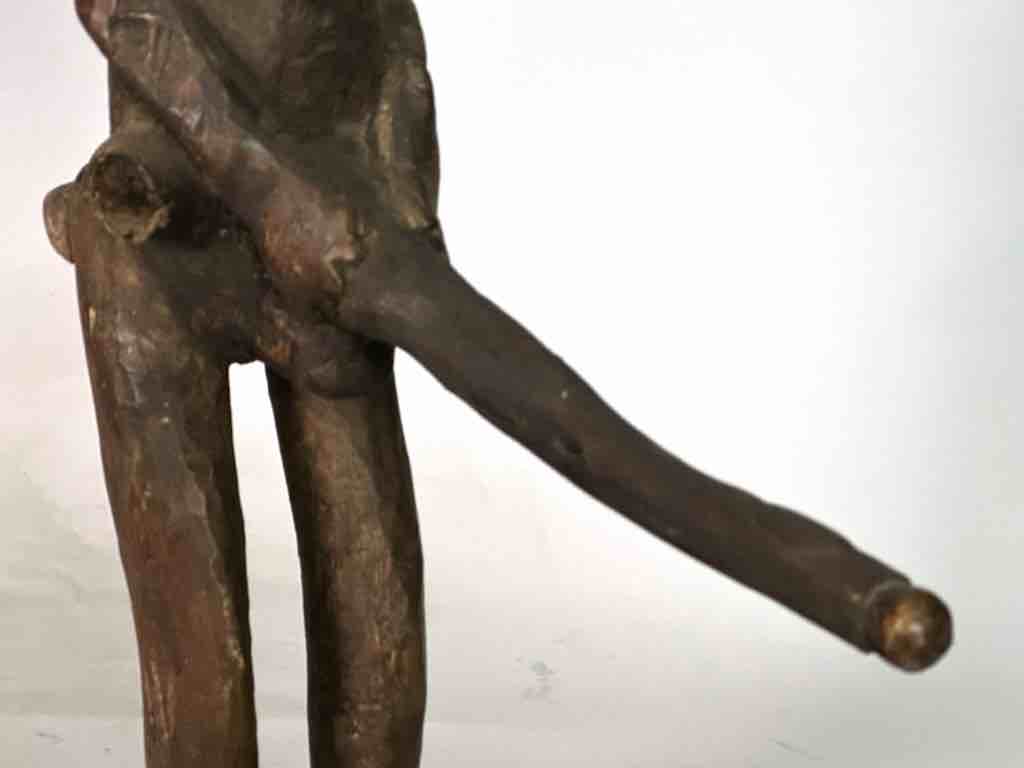 Vintage Jukun Male Fertility Figure with Exaggerated Genitalia - Nigeria