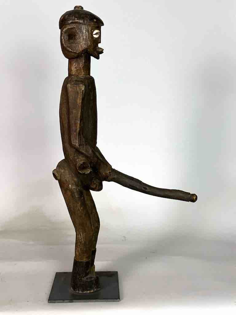 Vintage Jukun Male Fertility Figure with Exaggerated Genitalia - Nigeria
